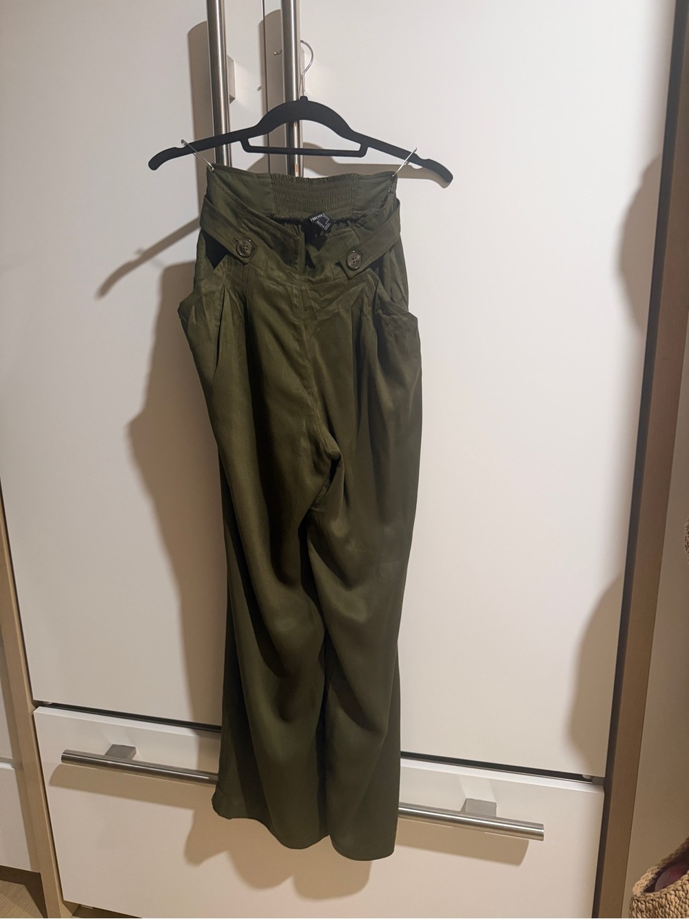Forever 21 Olive High-Waist Wide-Leg Trousers